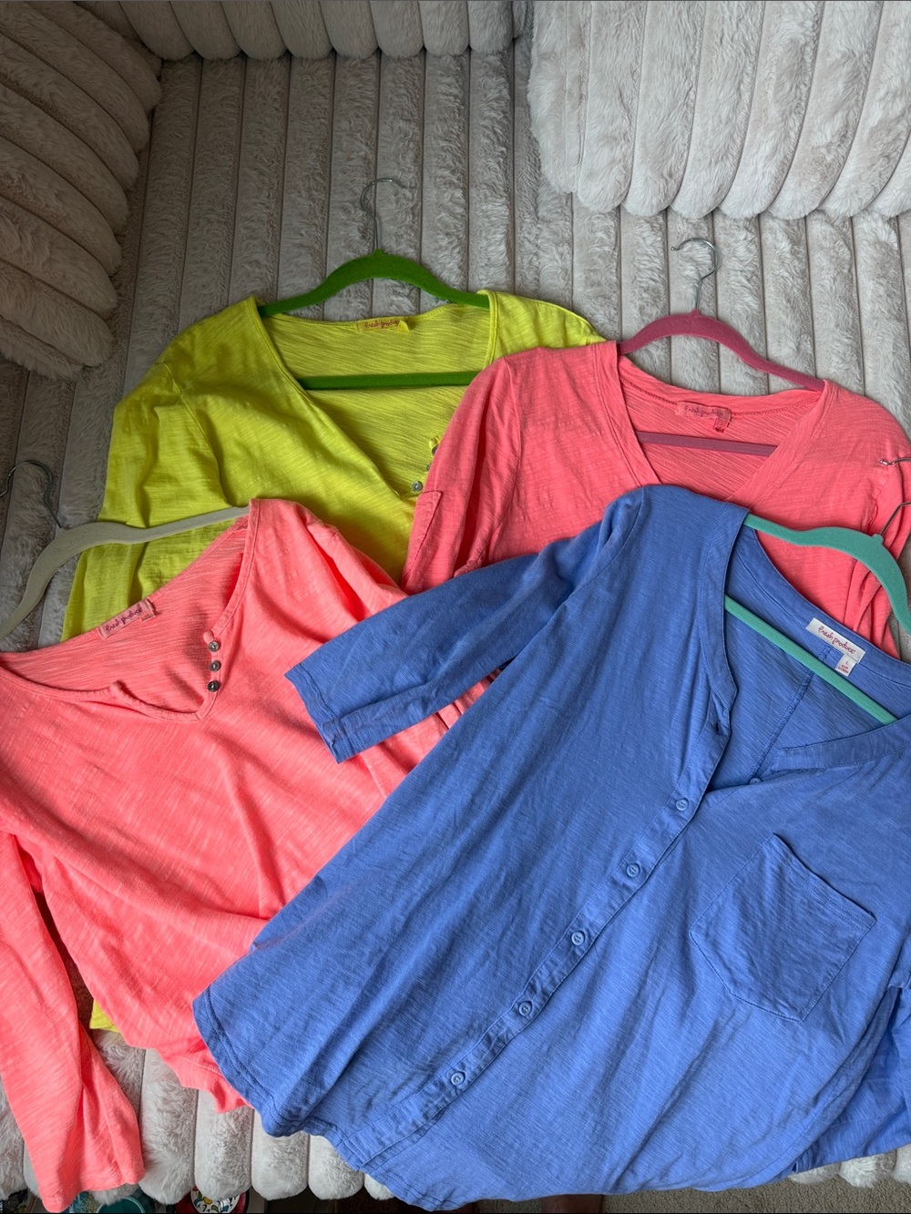 Bright Colored Fresh Produce Casual Cotton 3/4 SleeveTee Bundle of 4 Size Large